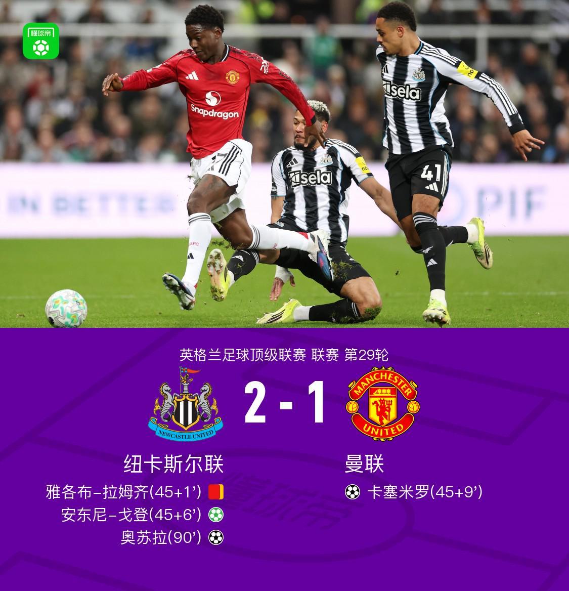 剑南春｜11轮不败终结！曼联1-2遭十人纽卡绝杀，B费送点+送助攻